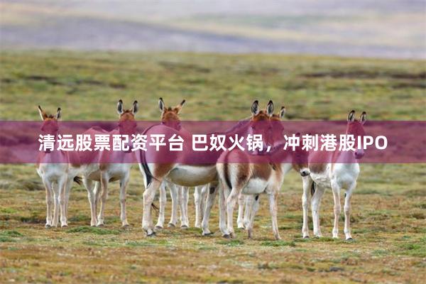 清远股票配资平台 巴奴火锅，冲刺港股IPO