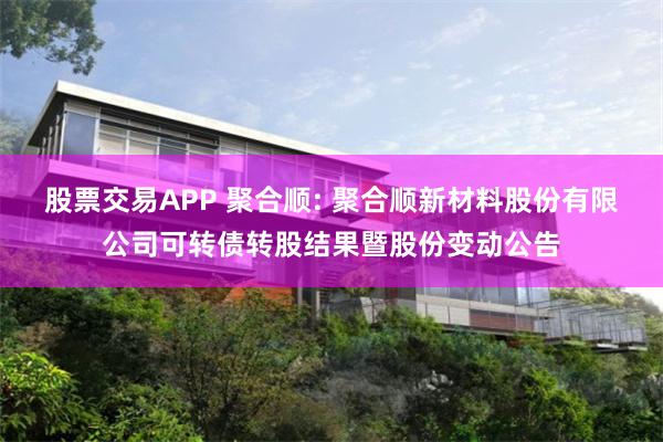 股票交易APP 聚合顺: 聚合顺新材料股份有限公司可转债转股结果暨股份变动公告