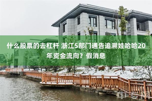 什么股票的去杠杆 浙江5部门通告追溯娃哈哈20年资金流向？假消息