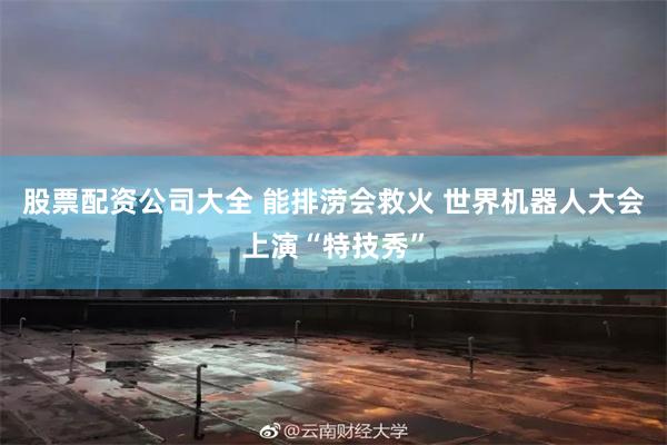 股票配资公司大全 能排涝会救火 世界机器人大会上演“特技秀”
