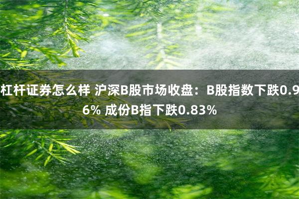 杠杆证券怎么样 沪深B股市场收盘：B股指数下跌0.96% 成份B指下跌0.83%
